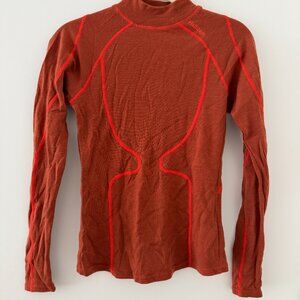Halfdays Fay Merino-blend long sleeve ski base layer top - size Medium - Rust